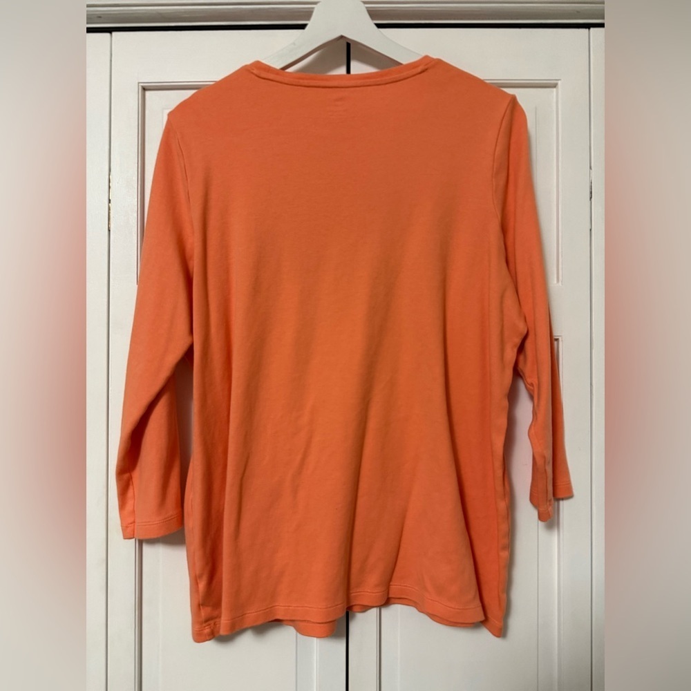 Kim Rogers Perfectly Soft 3/4 Sleeve Top 100% Cotton Leopard Size XL Mature - Picture 3 of 8